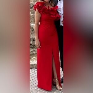 Rene Ruiz Vibrant Scarlet One-Shoulder Dress